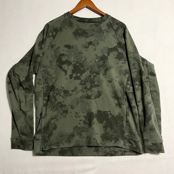 Lululemon Men's Steady State Crew Neck Sweatshirt Green Camo Raglan - Picture 2 of 7